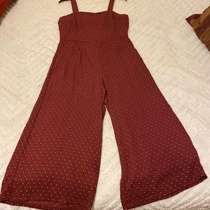Wide Leg Burgundy Jumpsuit - M